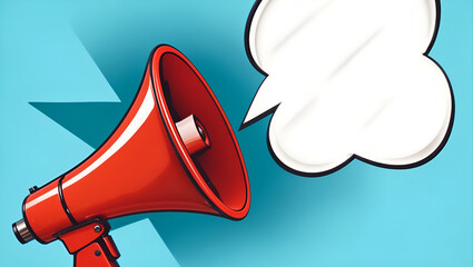 Megaphone on retro background. Place for a sign, parole, message or text. Copy space. - obrazy, fototapety, plakaty
