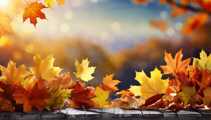 Naklejka na ściany i meble fall background with autumn maple leaves
