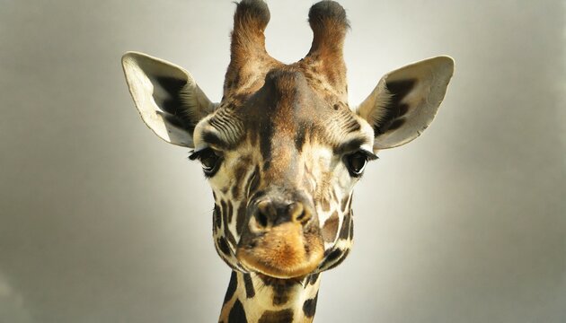funny giraffe face on white background high quality photo