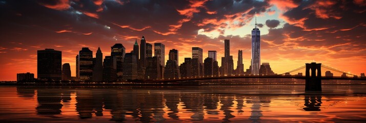 New York Skyline Silhouette Twin Towers, Background Image, Background For Banner, HD - obrazy, fototapety, plakaty
