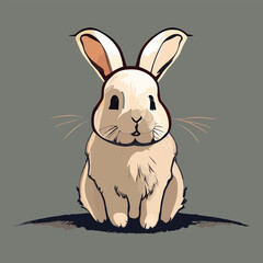 Vector illustration of a cute rabbit on a gray background. Vector illustration.