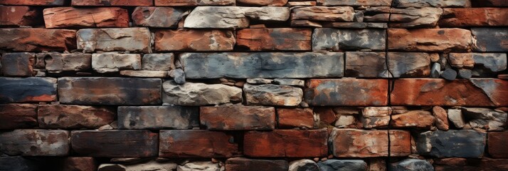 Old Red Brick Rock Wall Texture, Background Image, Background For Banner, HD