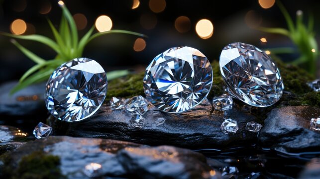 Pair Sparkly Four Leaf Corner Diamond, Background Image, Background For Banner, HD