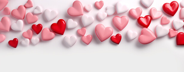 valentine's day background minimal 3D with red and pink heart , generative AI