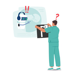 Physician Employs An Ai Chat Bot Assistant In Medical Traumatology Field, To Analyze X-ray Image, Enhancing Diagnostic