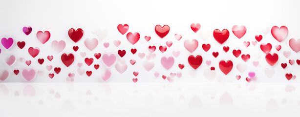 valentine's day background minimal 3D with red and pink heart , generative AI