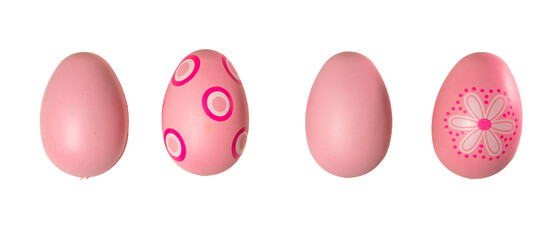 Pink decorates easter eggs isolated on white or transparent background, cutout.