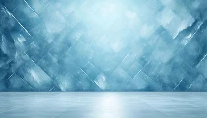 Foto auf Leinwand ice wall and floor blurred texture empty light blue background winter interior room 3d illustration abstract graphic © Aedan