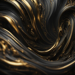 Abstract black and gold painting