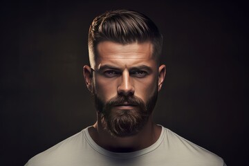 Polished Haircut groomed beard. Facial male fresh. Generate Ai