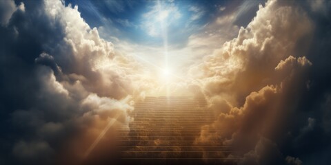 Stairway leading up to the heavens through the clouds