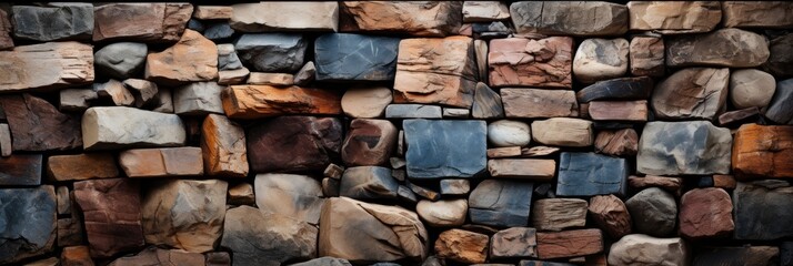 Rustic Wall Made Various Stones Including, Background Image, Background For Banner, HD