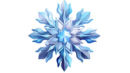 Cartoon snowflake decoration isolated on transparent or white background