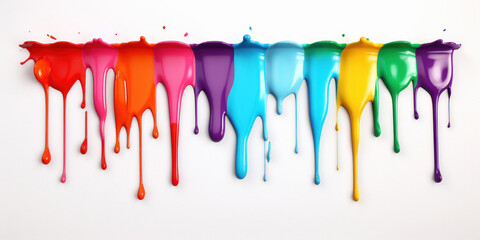 Spilled bright paints on a white background.