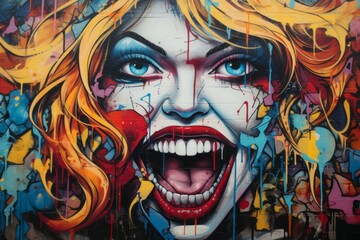Graffiti in a bad area of the city. Background with selective focus and copy space