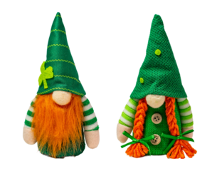 St. Patrick's Leprechaun with red beard isolated on white or transparent background, cutout.