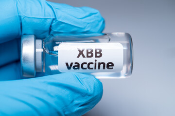 Close up of XBB vaccine vial,Medical health concept