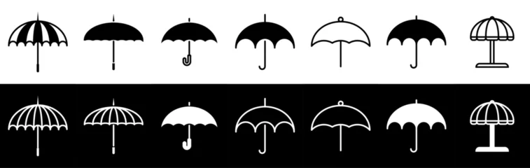 Fotobehang Set of monks And other variations Umbrella line,Filled icon Collection Vector Illustration. Umbrella symbol sets. © C-TOPICS