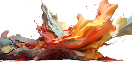 colorful paint spill isolated on transparent background