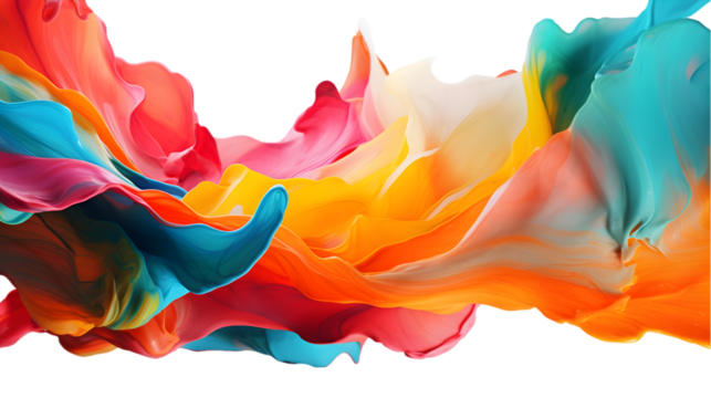 colorful paint spill isolated on transparent background