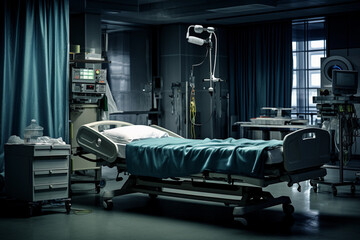 A hospital bed and a gloomy atmosphere