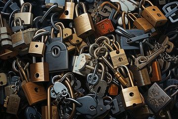 Many locks close-up