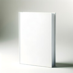 Blank white cover on a book on a white background, 