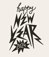 Happy New Year 2024. Isolated vector illustration. Celebration party. - 695970786