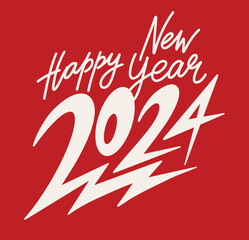 Happy New Year 2024. Isolated vector illustration. Celebration party. - 695970789