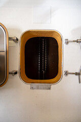 Concrete tanks for first fermentation of grapes, Bordeaux Saint-Emilion wine making region picking,...