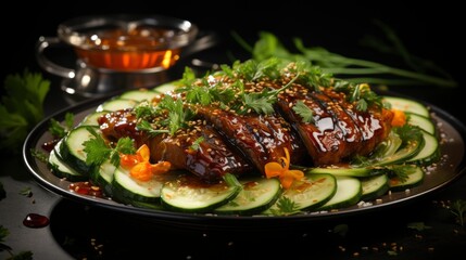 Appetizer Roast Beef Sauce Cucumber Onion, Background Image, Background For Banner, HD