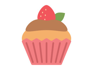いちごデコレーションのカップケーキ(チョコクリーム)