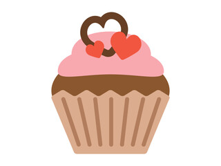 ハートデコレーションのカップケーキ(ピンク)