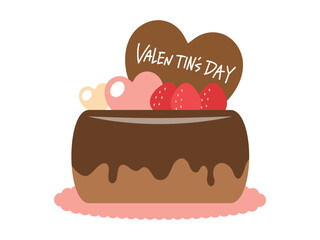 バレンタイン_ハートデコレーションのチョコレートケーキ