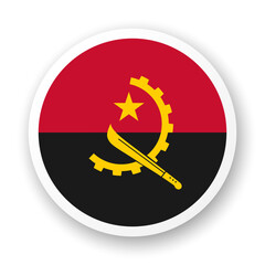 Angola flag flat icon. Round vector element with shadow underneath. Best for mobile apps, UI and web design.