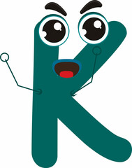 K in alphabet character, for kid learn Alphabet for fun