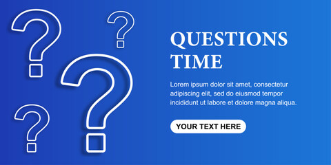 questions time blue gradient background vector design - obrazy, fototapety, plakaty
