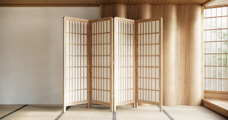 cleaning Interior, Empty room and tatami mat floor room modern style. 3D rendering