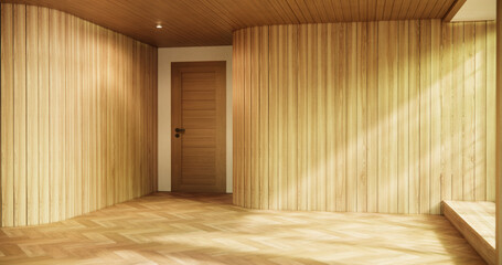 cleaning Interior, wood Empty room and wooden floor room modern style.