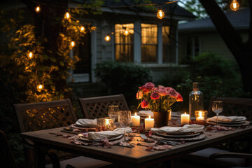 Fototapeta na wymiar Romantic Atmosphere at the Dinner Table