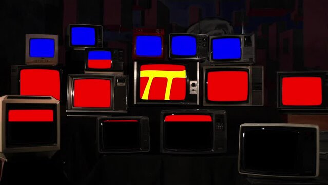 Polyamory Pride Flag and Vintage Televisions. 4K Resolution.