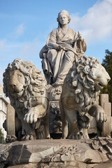 Cibeles fountain in Madrid city center. Historic landmark. Spain