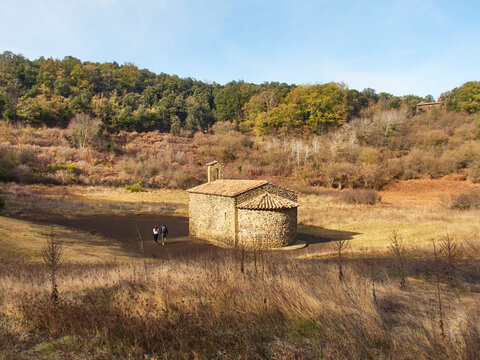 Santa Margarida chapel in La Garrotxa volcanic area. Catalunya, Spain