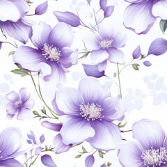 Delicate lavender flower blooms top view seamless pattern with intricate details in vibrant colors