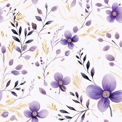 Exquisite lavender flower blooms seamless pattern seen from an enchanting top view perspective