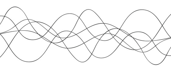 abstract seamless geometric black horizontal wave line art. - obrazy, fototapety, plakaty
