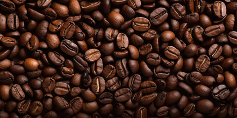 Obraz premium Fresh brown and Roasted coffee beans.