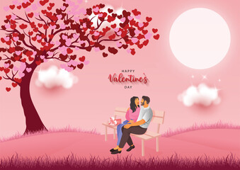 Vector Background for Valentine's Day Celebration Romantic Moment 