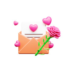 Love Letter 3D Icon or Valentines day Love letter 3d icon