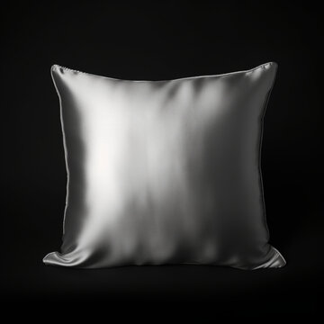 Fotografia con detalle y textura de cojin con tono plata metalico y fondo de color negro